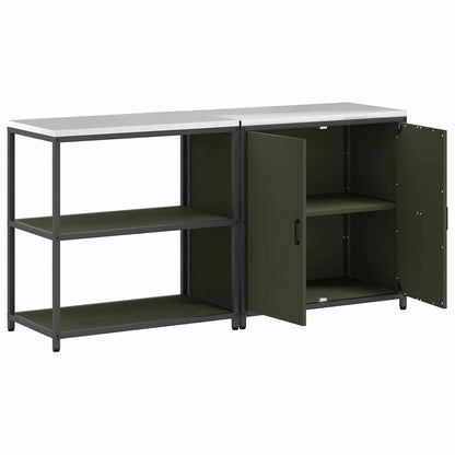 Conjunto de Armazenamento de Cozinha 2 pcs Verde Oliva