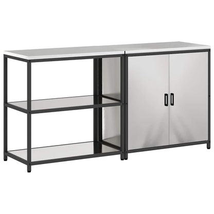 Conjunto de Armazenamento de Cozinha com prateleira 2 pcs Prata