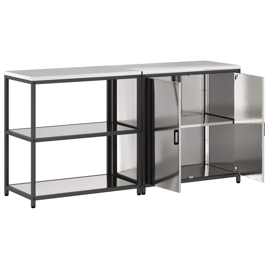 Conjunto de Armazenamento de Cozinha com prateleira 2 pcs Prata
