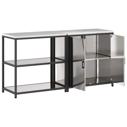 Conjunto de Armazenamento de Cozinha com prateleira 2 pcs Prata