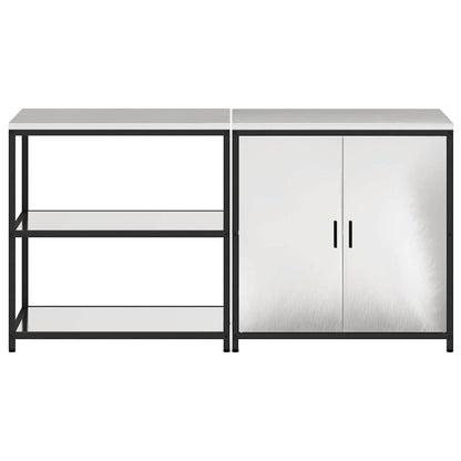 Conjunto de Armazenamento de Cozinha com prateleira 2 pcs Prata