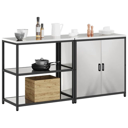 Conjunto de Armazenamento de Cozinha com prateleira 2 pcs Prata