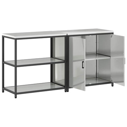 Conjunto de Armazenamento de Cozinha com prateleira 2 pcs Prata