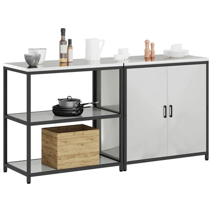 Conjunto de Armazenamento de Cozinha com prateleira 2 pcs Prata
