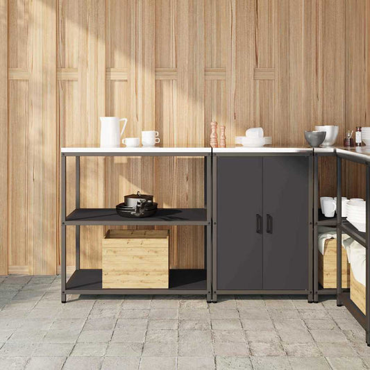 Conjunto de Armazenamento de Cozinha com prateleira 2 pcs Preto