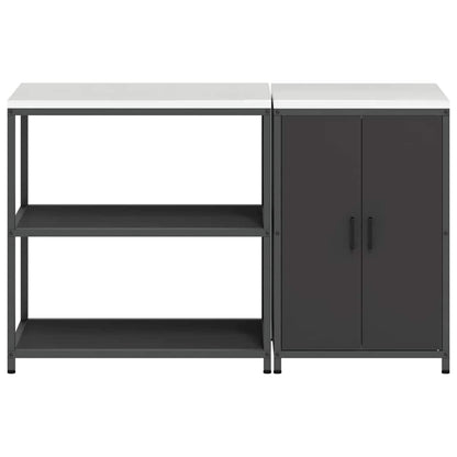 Conjunto de Armazenamento de Cozinha com prateleira 2 pcs Preto