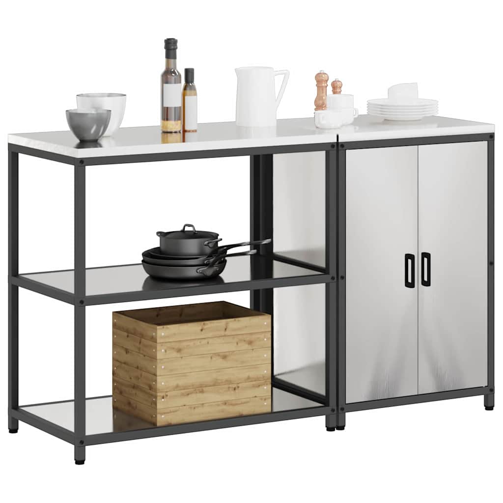 Conjunto de Armazenamento de Cozinha 2 pcs Prata Aço inoxidável