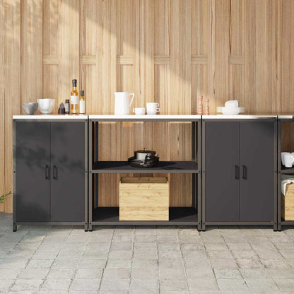 Conjunto de Armazenamento de Cozinha com prateleira 3 pcs Preto