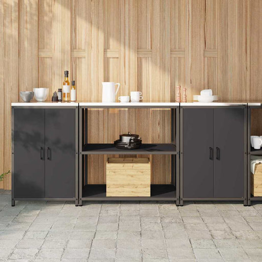 Conjunto de Armazenamento de Cozinha com prateleira 3 pcs Preto
