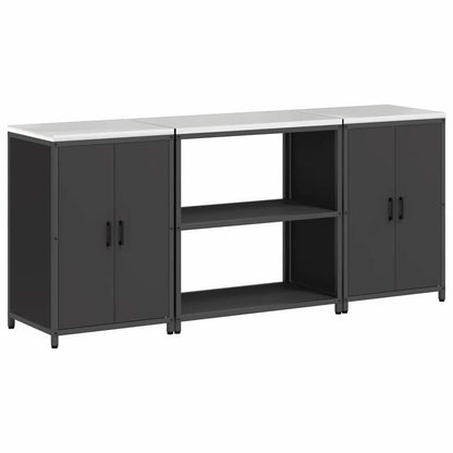 Conjunto de Armazenamento de Cozinha com prateleira 3 pcs Preto