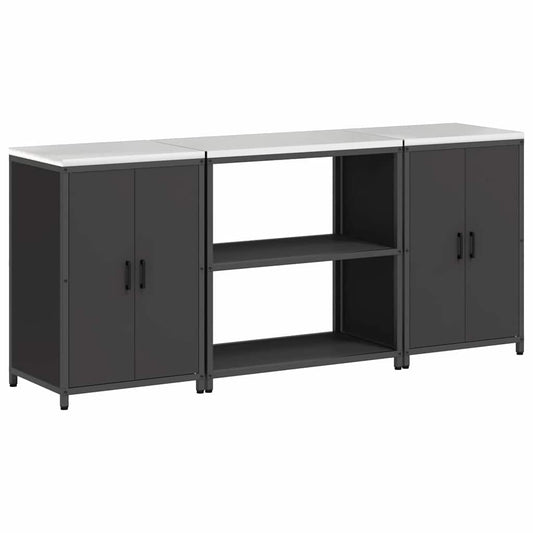 Conjunto de Armazenamento de Cozinha com prateleira 3 pcs Preto