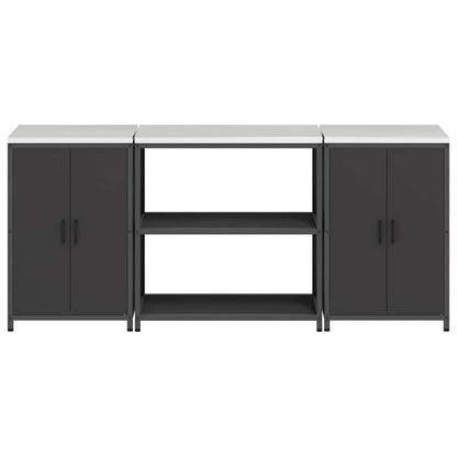 Conjunto de Armazenamento de Cozinha com prateleira 3 pcs Preto