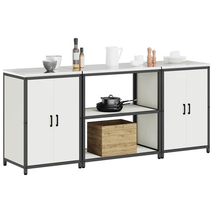 Conjunto de Armazenamento de Cozinha com porta 3 pcs Branco