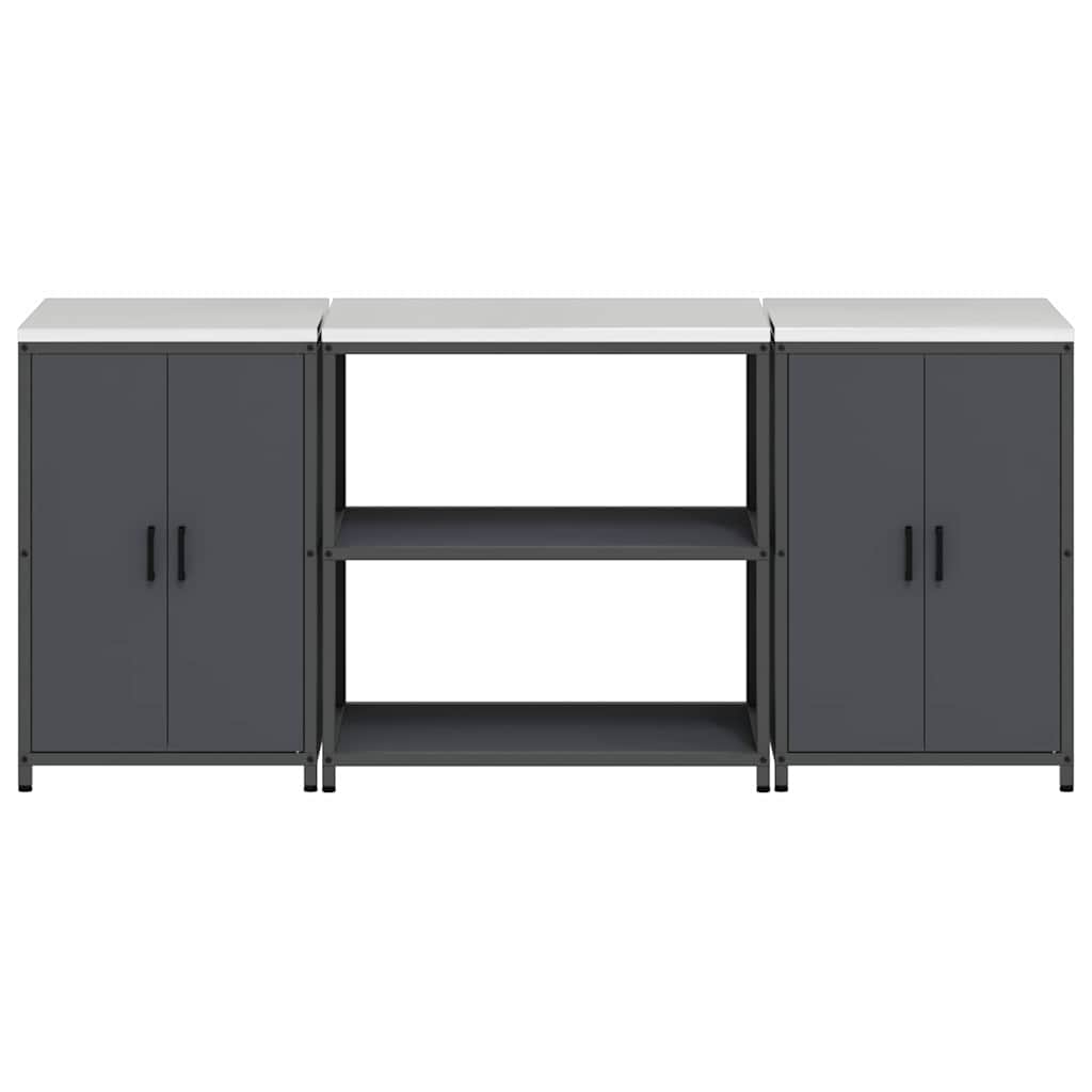 Conjunto de Armazenamento de Cozinha 3 pcs Cinzento-escuro