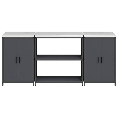 Conjunto de Armazenamento de Cozinha 3 pcs Cinzento-escuro