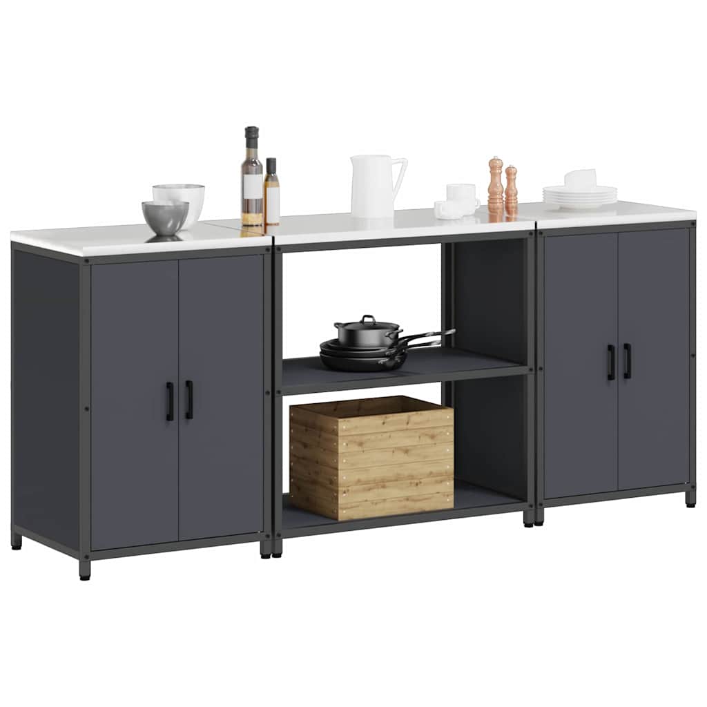 Conjunto de Armazenamento de Cozinha 3 pcs Cinzento-escuro