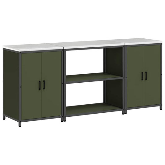 Conjunto de Armazenamento de Cozinha 3 pcs Verde Oliva