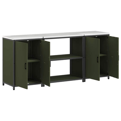 Conjunto de Armazenamento de Cozinha 3 pcs Verde Oliva