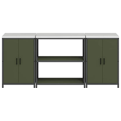 Conjunto de Armazenamento de Cozinha 3 pcs Verde Oliva