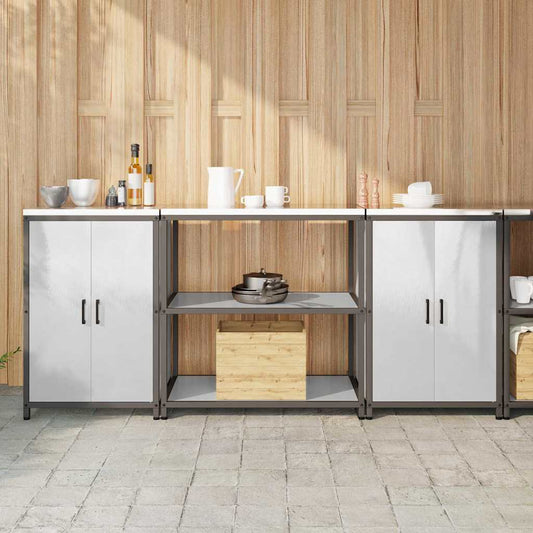 Conjunto de Armazenamento de Cozinha com prateleira 3 pcs Prata