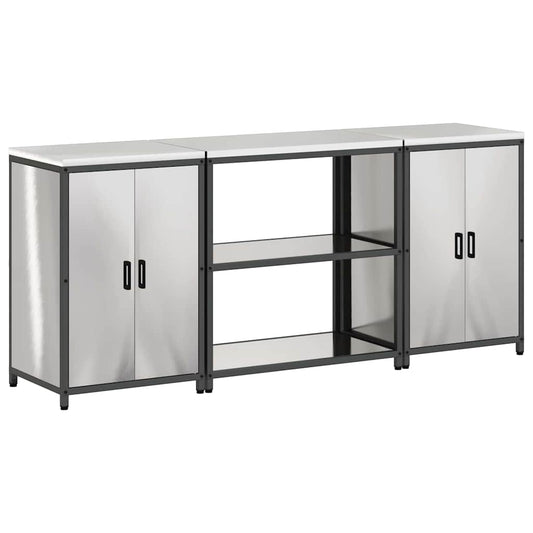 Conjunto de Armazenamento de Cozinha com prateleira 3 pcs Prata