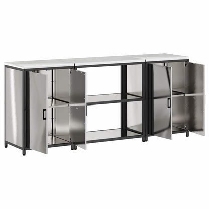 Conjunto de Armazenamento de Cozinha com prateleira 3 pcs Prata