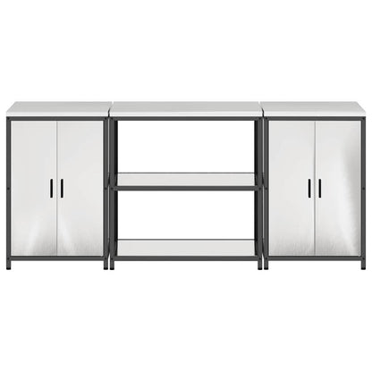 Conjunto de Armazenamento de Cozinha com prateleira 3 pcs Prata