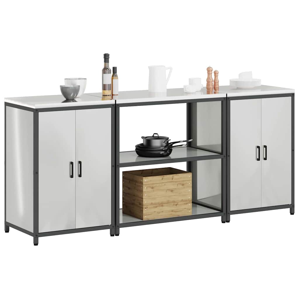 Conjunto de Armazenamento de Cozinha com prateleira 3 pcs Prata