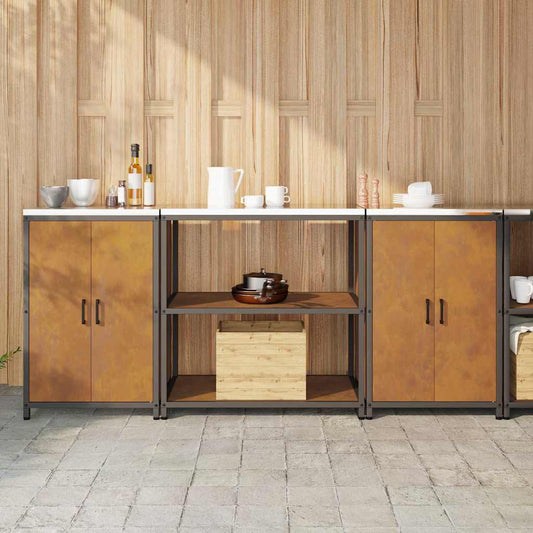 Conjunto de Armazenamento de Cozinha 3 pcs Ferro Enferrujado