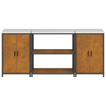 Conjunto de Armazenamento de Cozinha 3 pcs Ferro Enferrujado