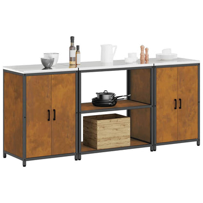 Conjunto de Armazenamento de Cozinha 3 pcs Ferro Enferrujado