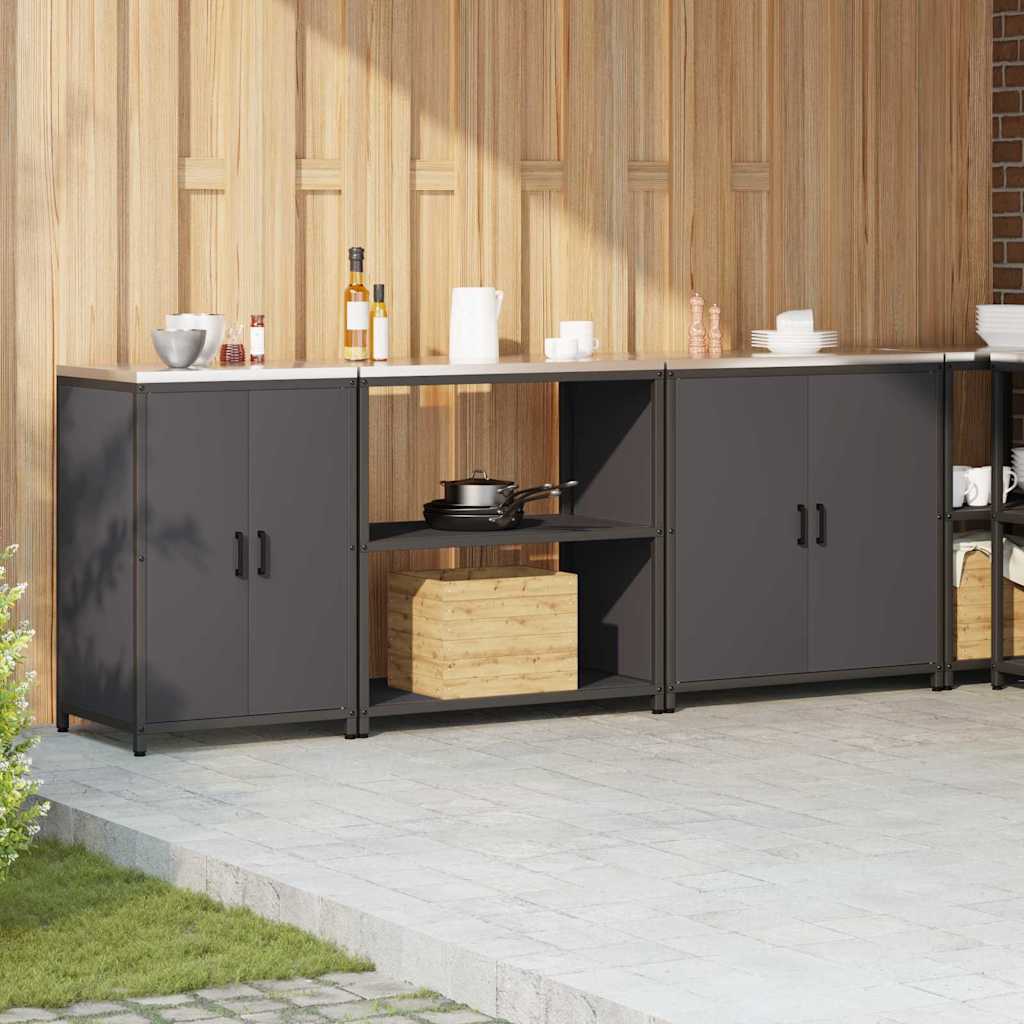 Conjunto de Armazenamento de Cozinha com prateleira 3 pcs Preto