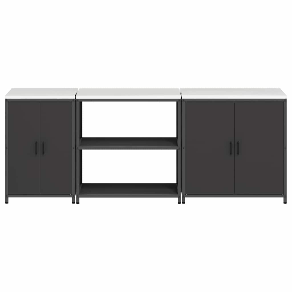 Conjunto de Armazenamento de Cozinha com prateleira 3 pcs Preto