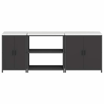 Conjunto de Armazenamento de Cozinha com prateleira 3 pcs Preto