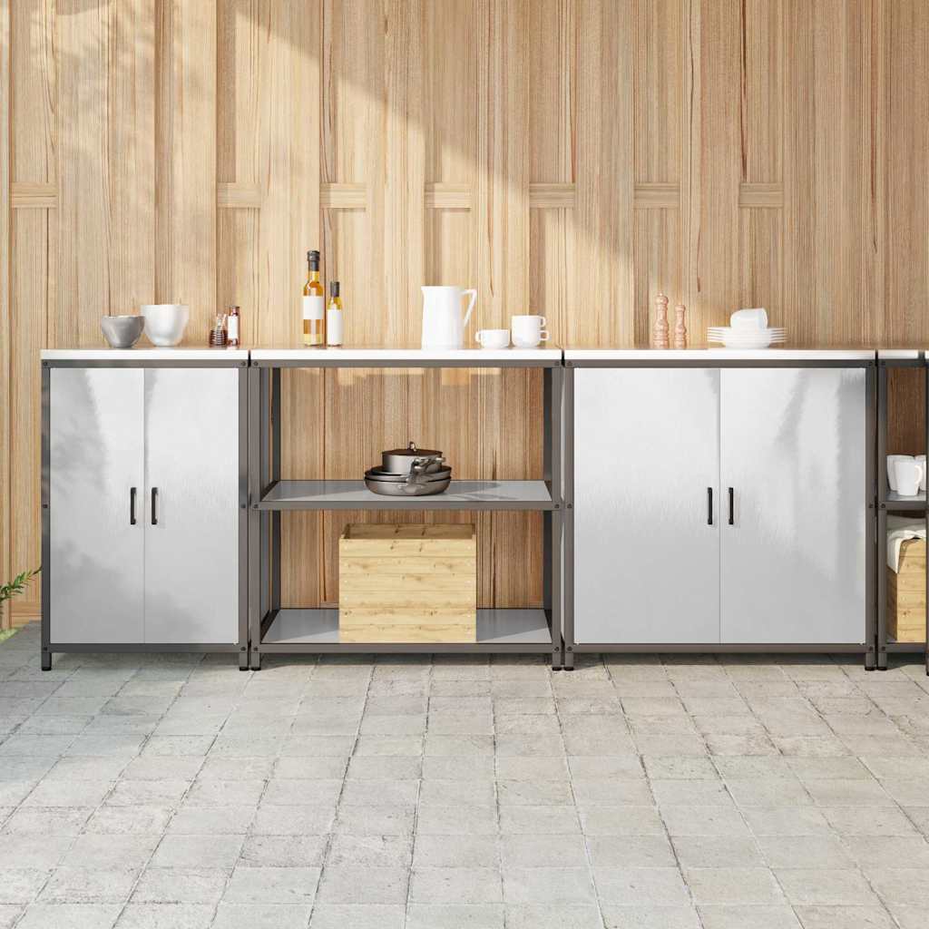 Conjunto de Armazenamento de Cozinha com prateleira 3 pcs Prata