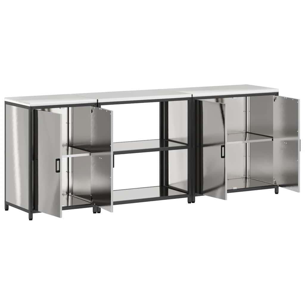 Conjunto de Armazenamento de Cozinha com prateleira 3 pcs Prata