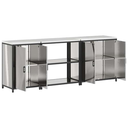 Conjunto de Armazenamento de Cozinha com prateleira 3 pcs Prata