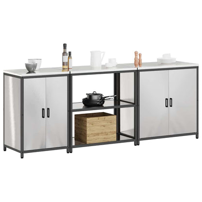 Conjunto de Armazenamento de Cozinha com prateleira 3 pcs Prata