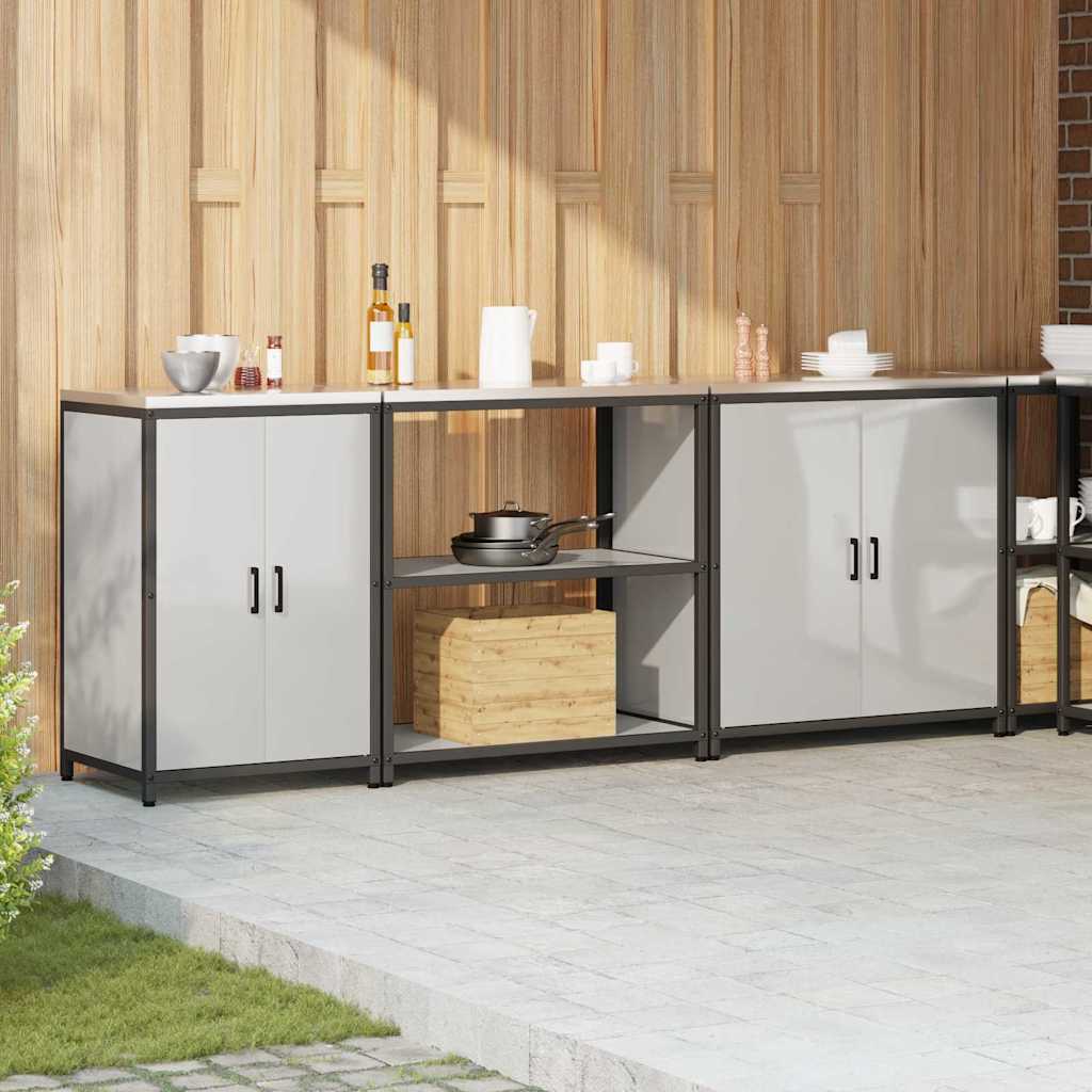 Conjunto de Armazenamento de Cozinha com prateleira 3 pcs Prata