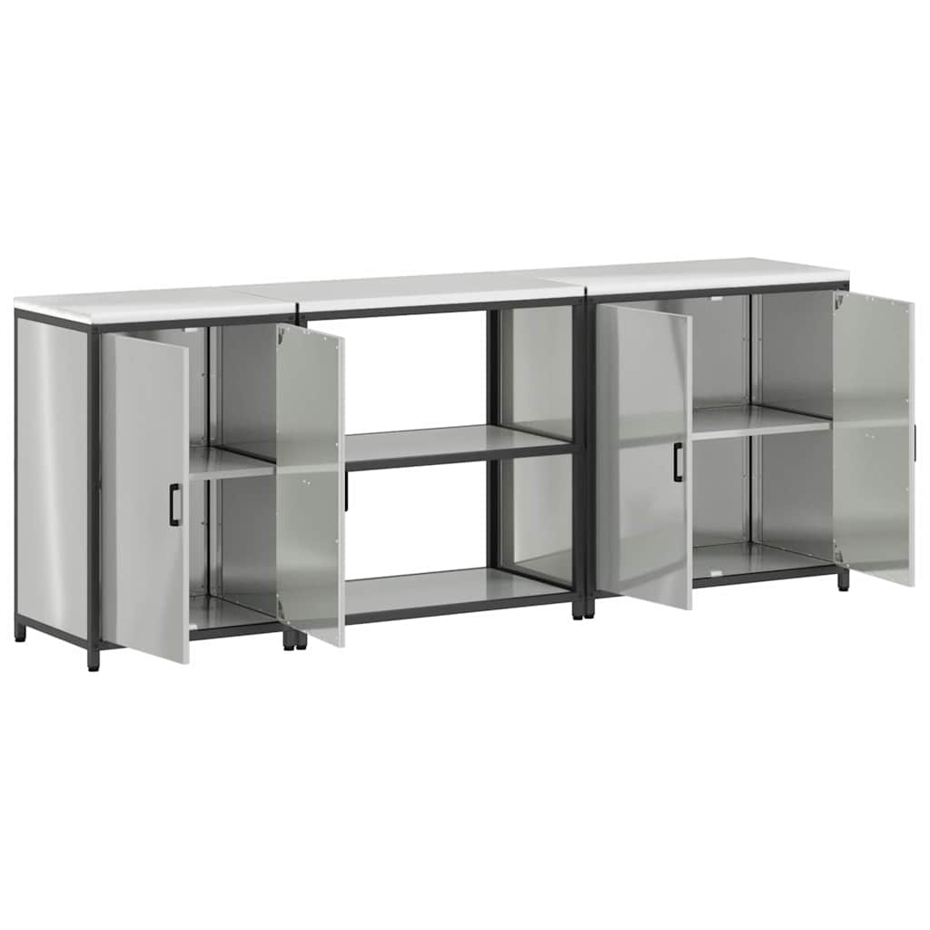 Conjunto de Armazenamento de Cozinha com prateleira 3 pcs Prata