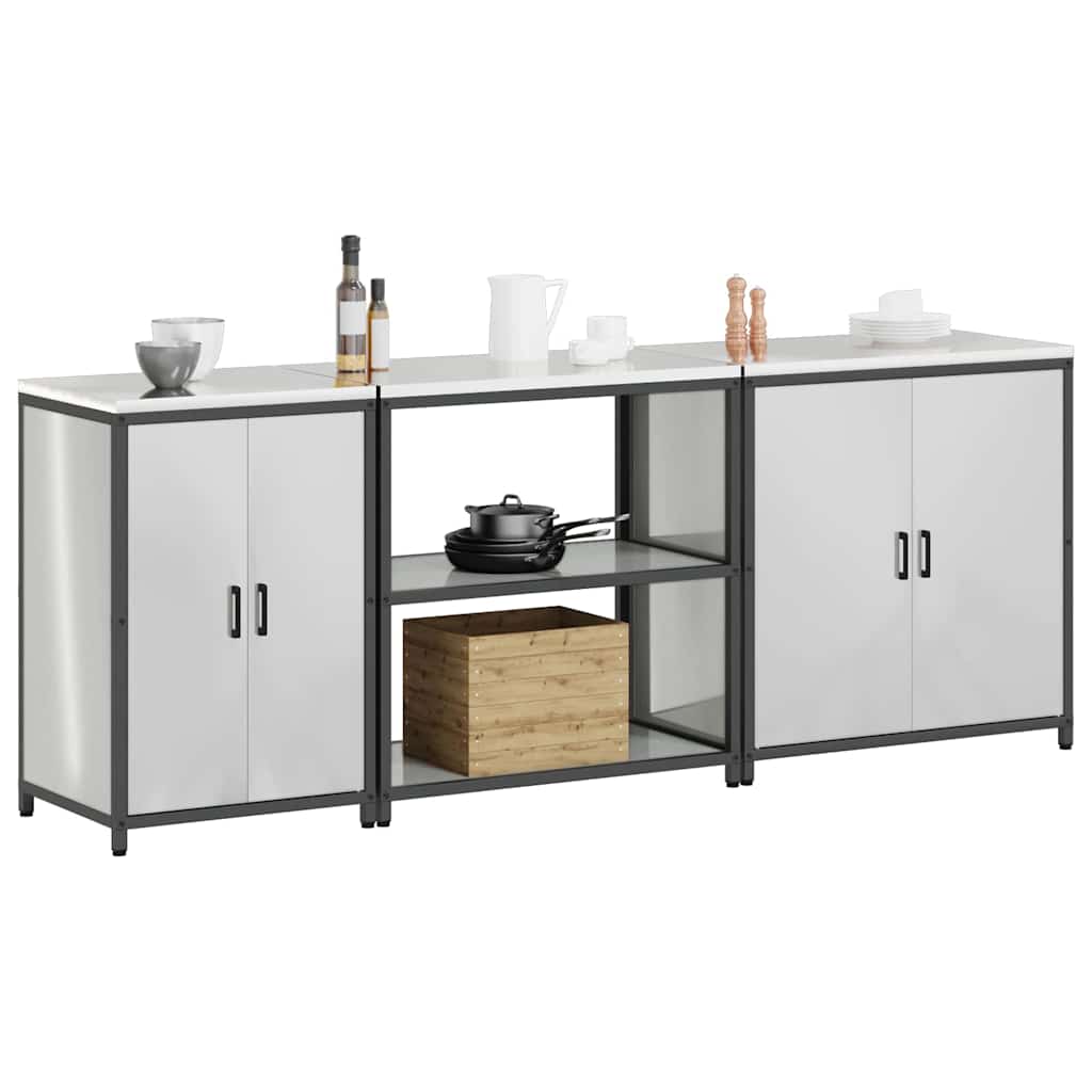 Conjunto de Armazenamento de Cozinha com prateleira 3 pcs Prata