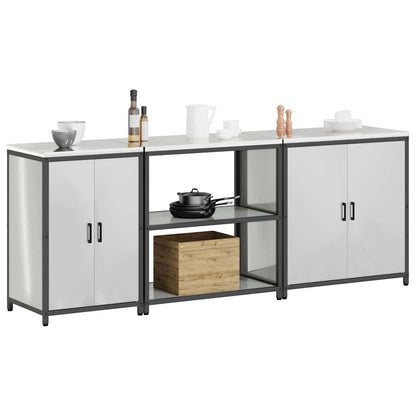 Conjunto de Armazenamento de Cozinha com prateleira 3 pcs Prata