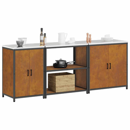 Conjunto de Armazenamento de Cozinha 3 pcs Ferro Enferrujado
