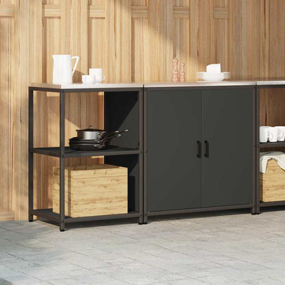 Conjunto de Armazenamento de Cozinha com prateleira 2 pcs Preto