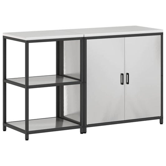 Conjunto de Armazenamento de Cozinha com prateleira 2 pcs Prata
