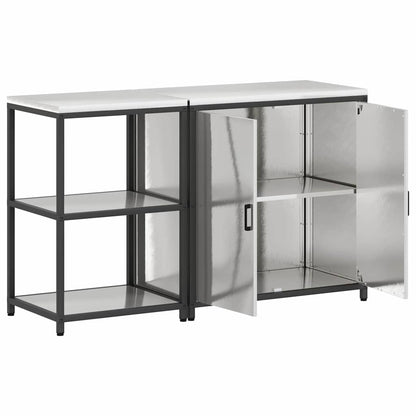 Conjunto de Armazenamento de Cozinha com prateleira 2 pcs Prata
