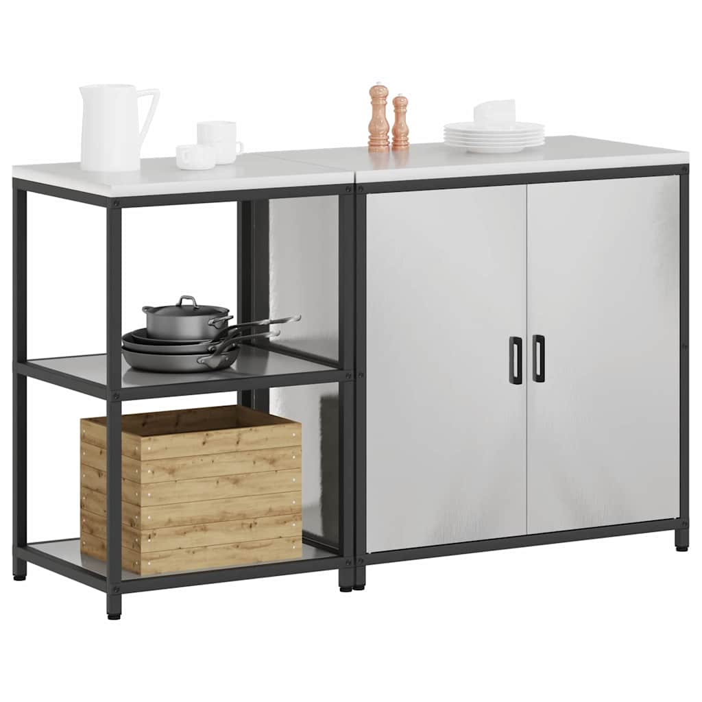 Conjunto de Armazenamento de Cozinha com prateleira 2 pcs Prata