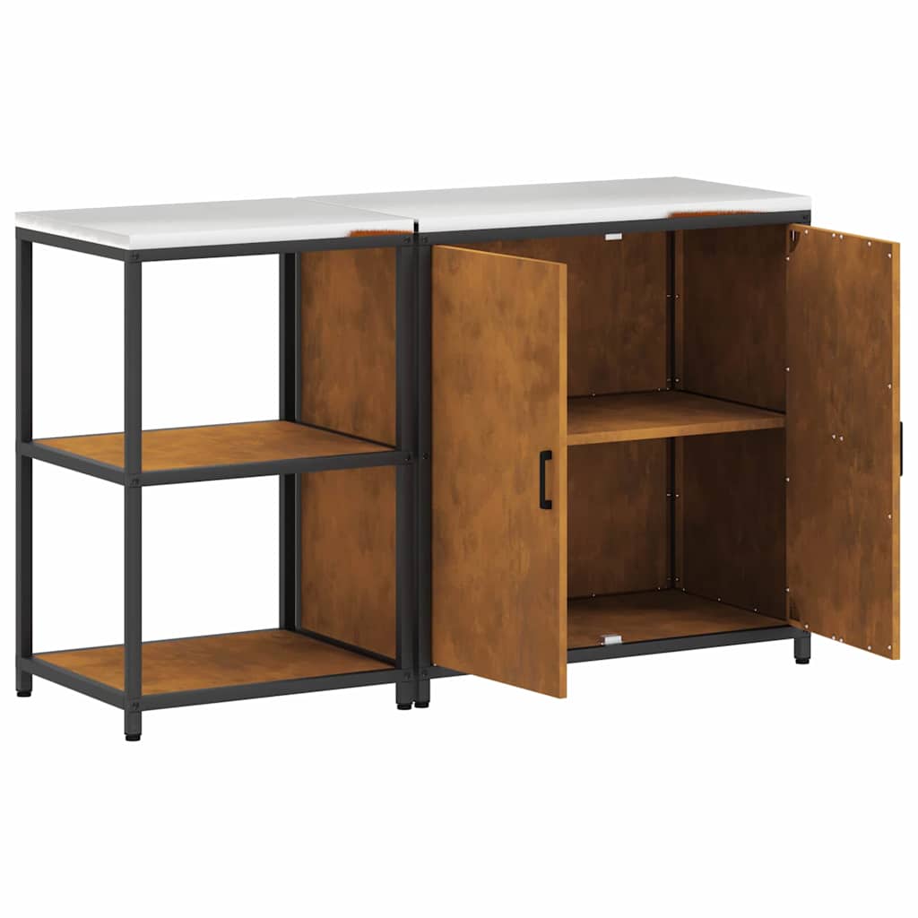 Conjunto de Armazenamento de Cozinha 2 pcs Ferro Enferrujado