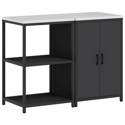 Conjunto de Armazenamento de Cozinha com prateleira 2 pcs Preto