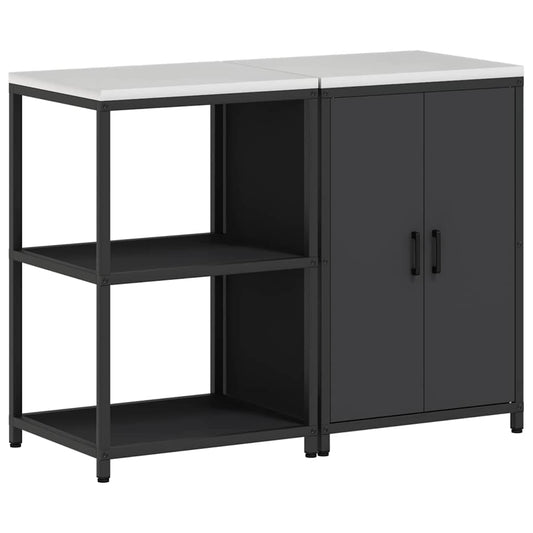 Conjunto de Armazenamento de Cozinha com prateleira 2 pcs Preto